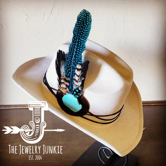 **Cowgirl Western Felt Hat w/ Choice of Turquoise Hat Accent-Bone 981k