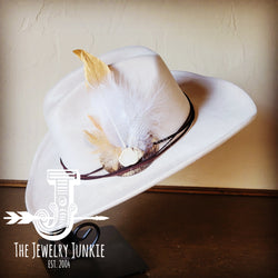 Cowgirl Western Hat w/ Choice of Feather Hat Band-Bone 982j