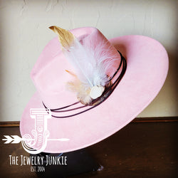 Boho Western Hat w/ Choice of Feather Hat Band-Blush 982a