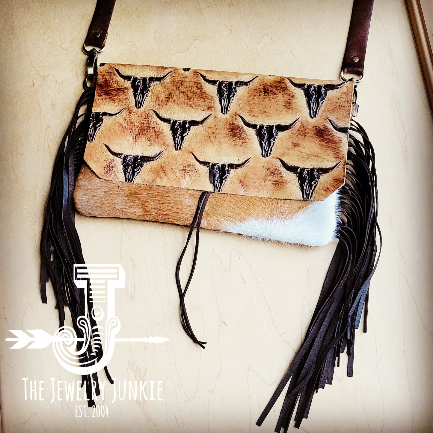 *Hair on Hide Clutch Handbag w/ Tan Steer Flap 513c