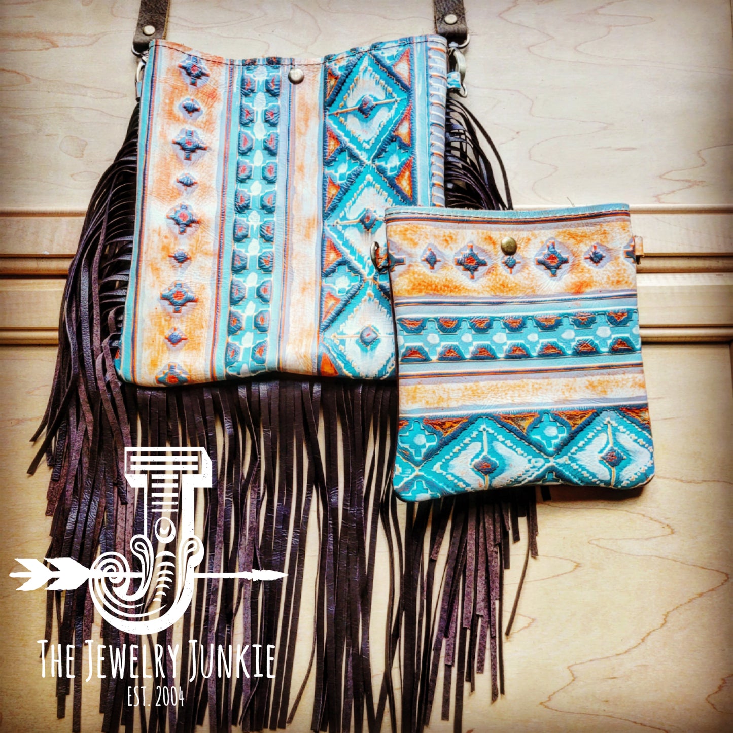 *MEDIUM Crossbody Handbag w/ Terracotta Navajo Leather Full Fringe 512g