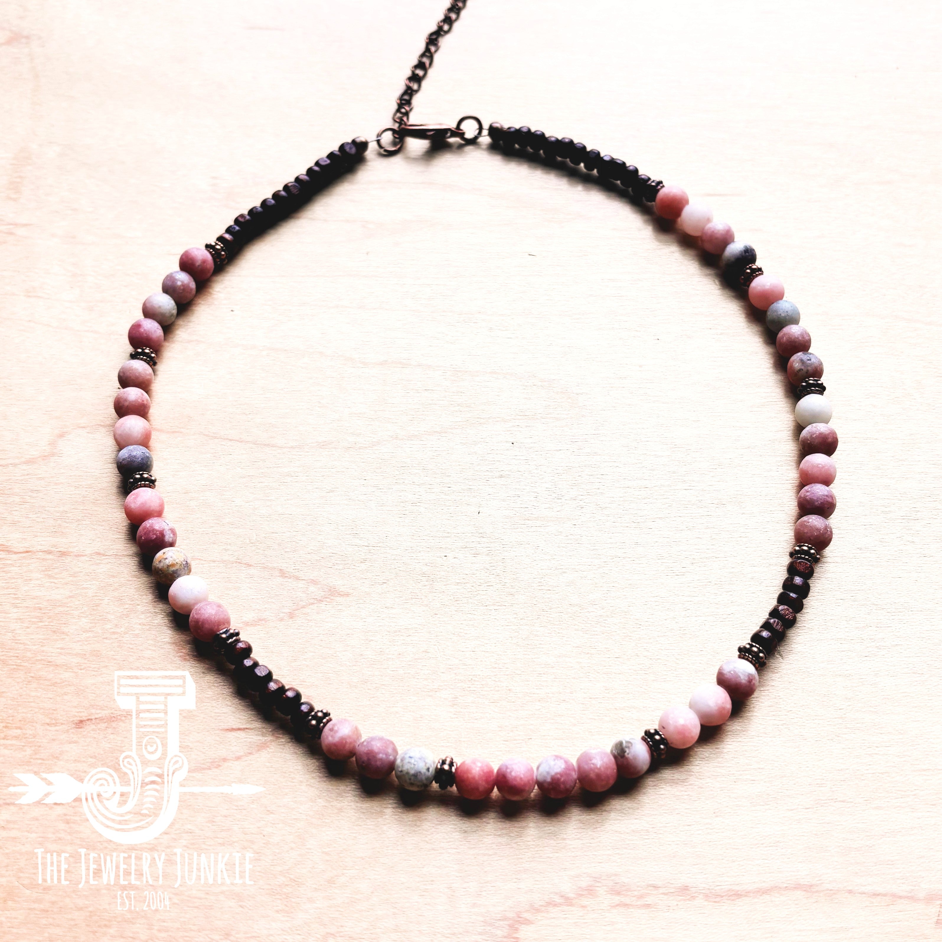 Frosted Marble Beaded Collar Length Necklace