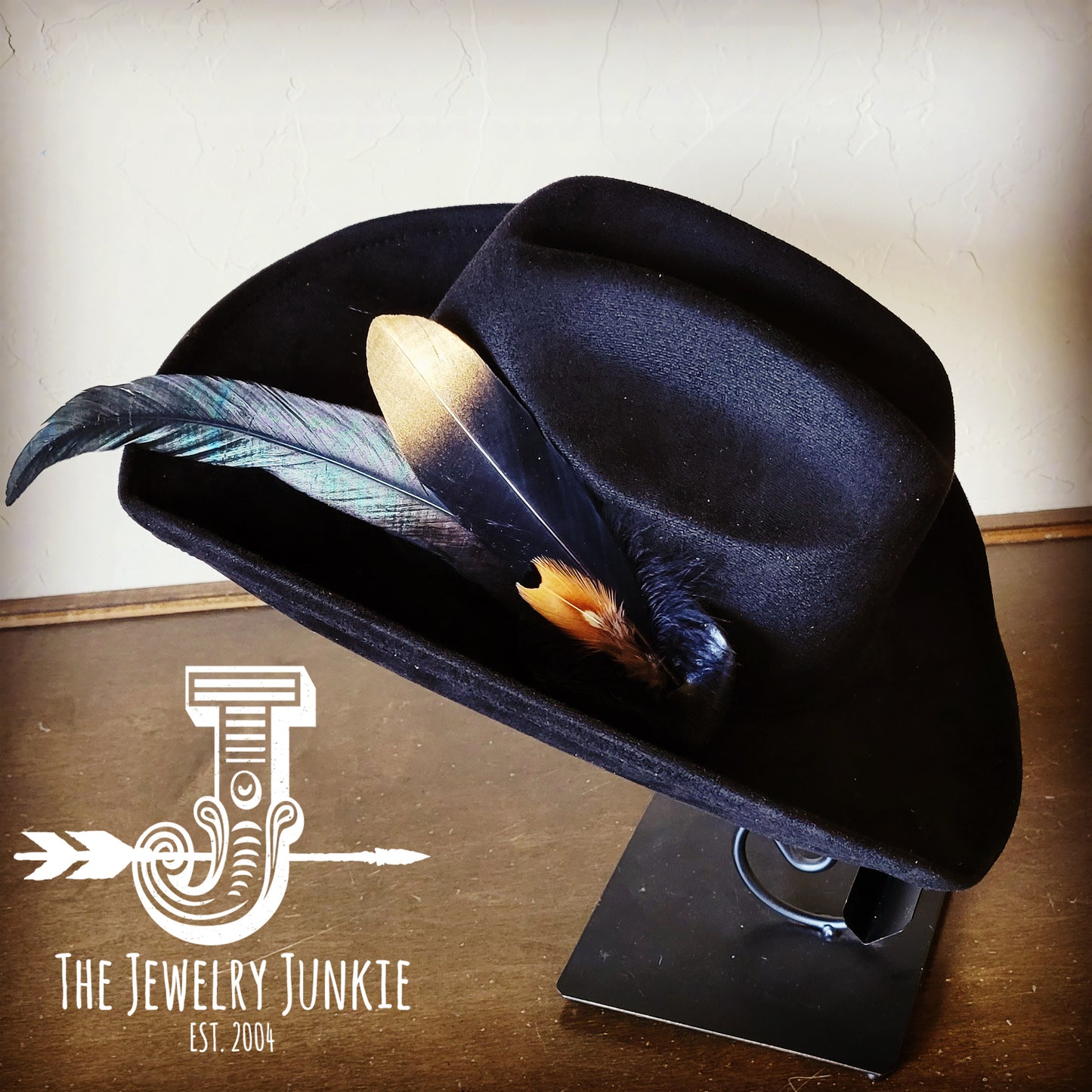 Cowgirl Western Hat w/ Feather Tie Hat Band-Black 982v