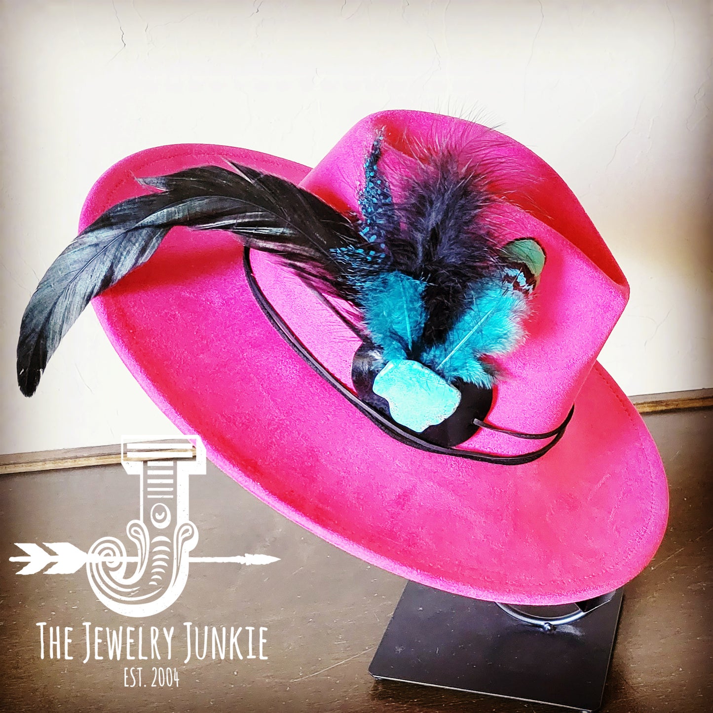 Boho Western Hat w/ Choice of Feather Hat Band-Magenta 982e