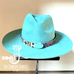 Boho Western Hat w/ Choice of Leather Hat Band & Turquoise Slab-Sage 981v
