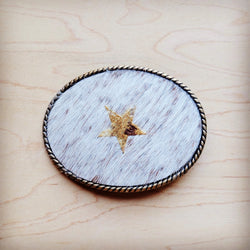 Rope Edge Hair-on-Hide Branded Leather Belt Buckle-Star 907g