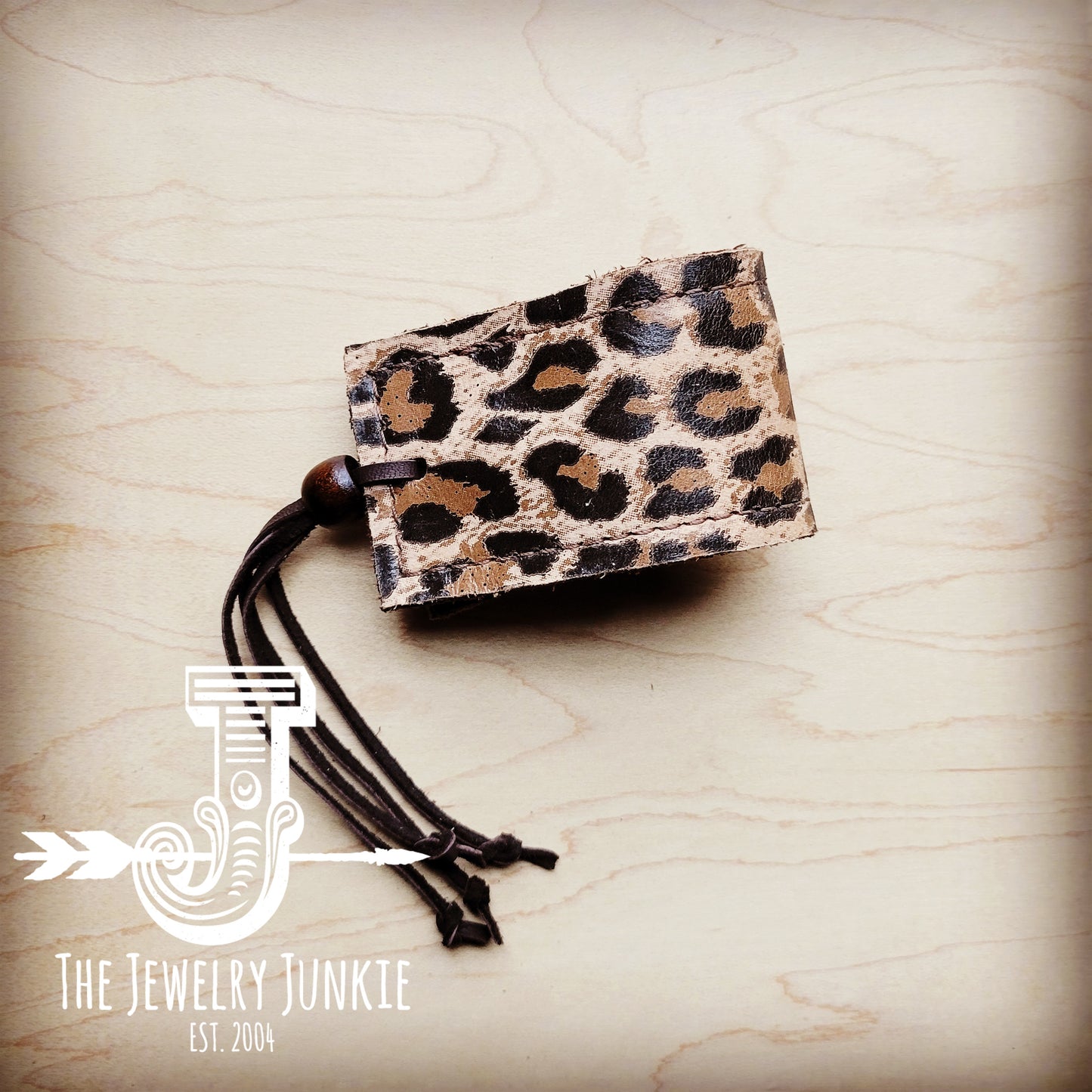 *Wide Leather Cuff w/ Adjustable Tie- Suede Leopard 013y