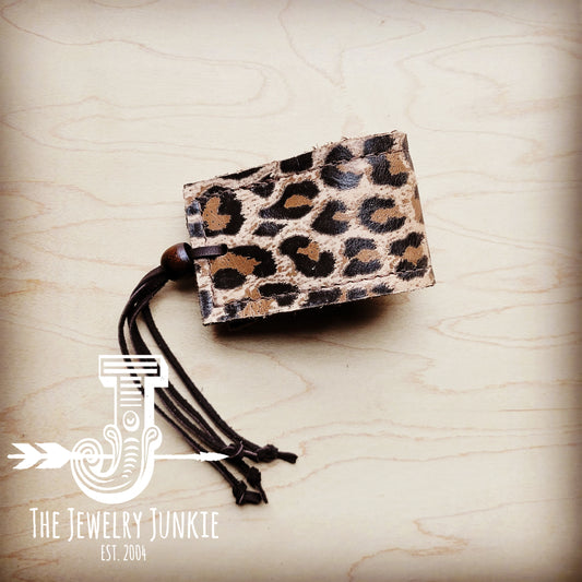 **Wide Leather Cuff w/ Adjustable Tie- Suede Leopard 013y