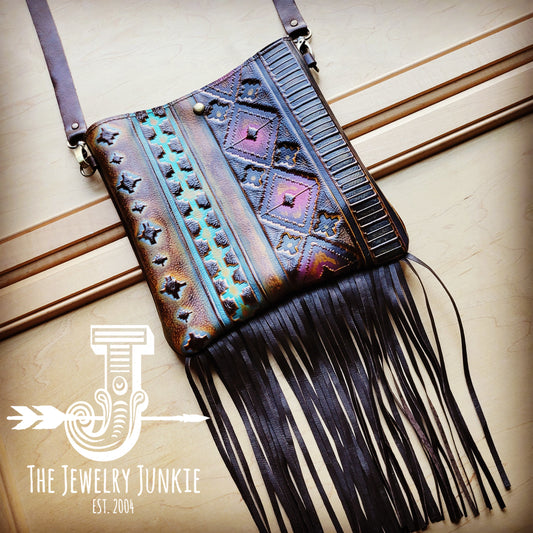 MEDIUM Crossbody Handbag w/ Magenta Navajo Leather 512L