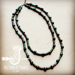 *Natural Turquoise and Wood Double Strand Necklace 256q