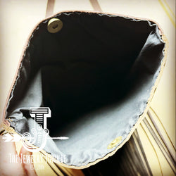 Small Crossbody Handbag Dark Metallic w/ Turquoise & Fringe 514a