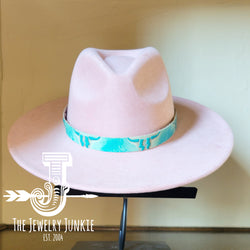 Boho Western Felt Hat w/ Choice of Genuine Leather Hat Band-Blush 981p