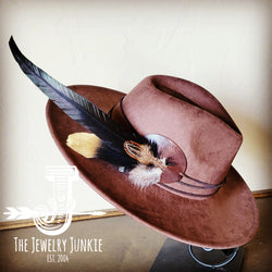 Boho Western Hat w/ Choice of Feather Hat Band-Brown 982d