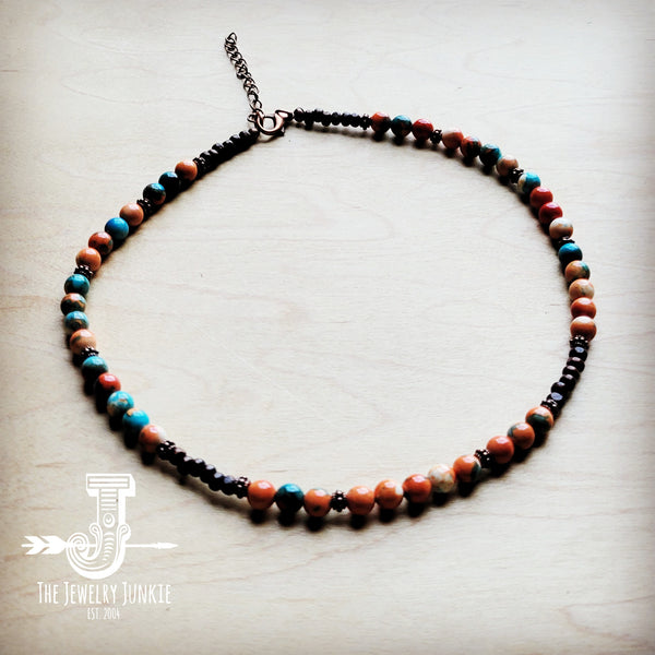 Multi-Colored Turquoise Beaded Collar Necklace 248L