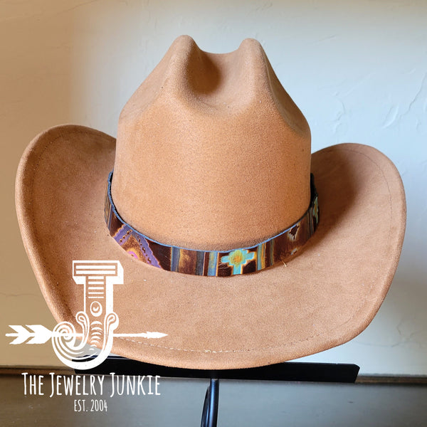 Cowgirl Western Felt Hat w/ Choice of Genuine Leather Hat Band-Tan 980e