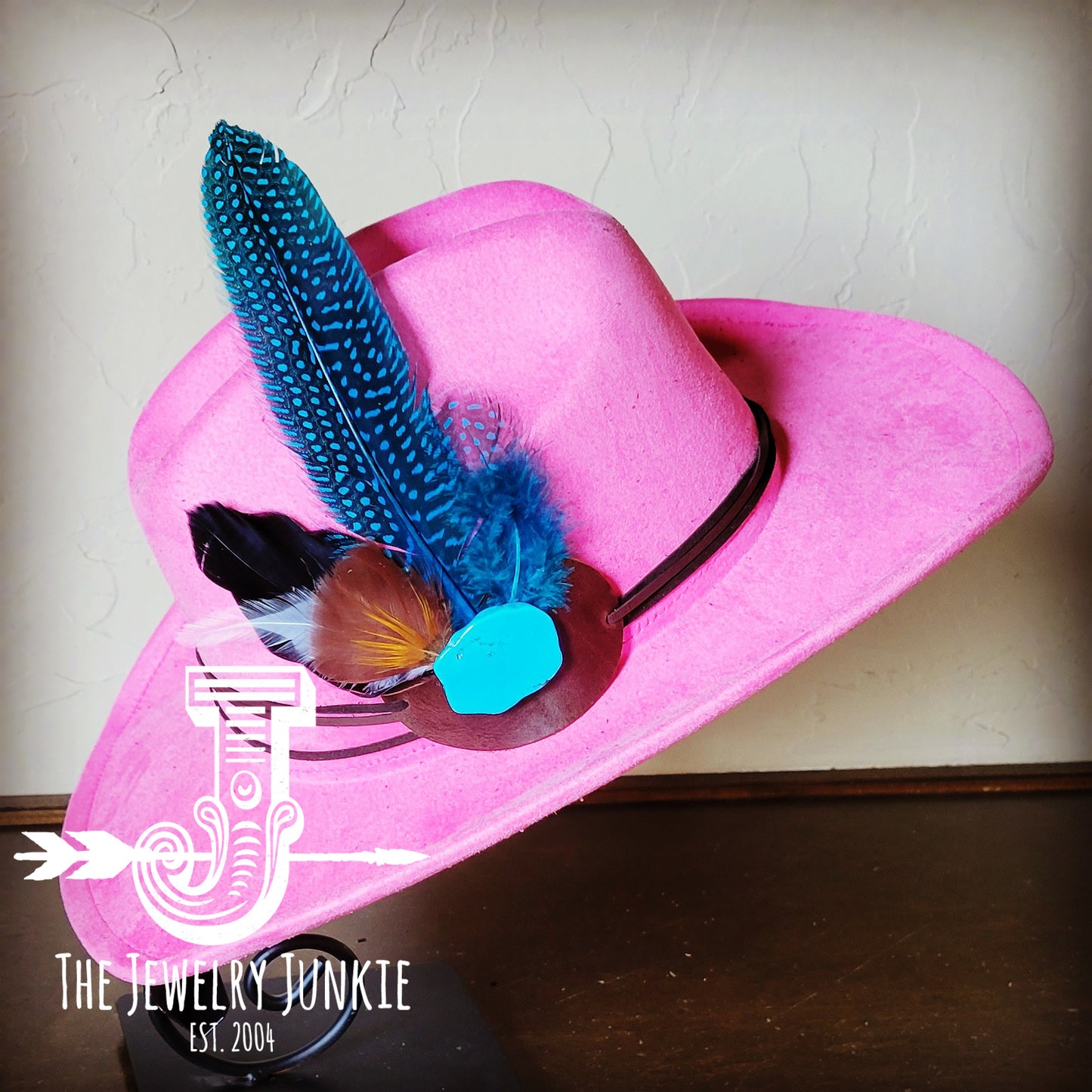 Cowgirl Western Hat w/ Choice of Turquoise Hat Accent-Pink 983c