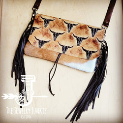 *Hair on Hide Clutch Handbag w/ Tan Steer Flap 513c