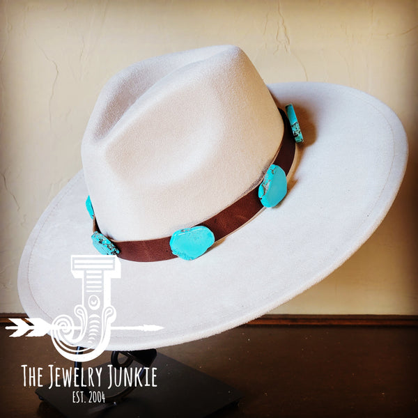 Dark Brown Leather Hat Band w/ Turquoise Slabs+Choice of Hat 981n