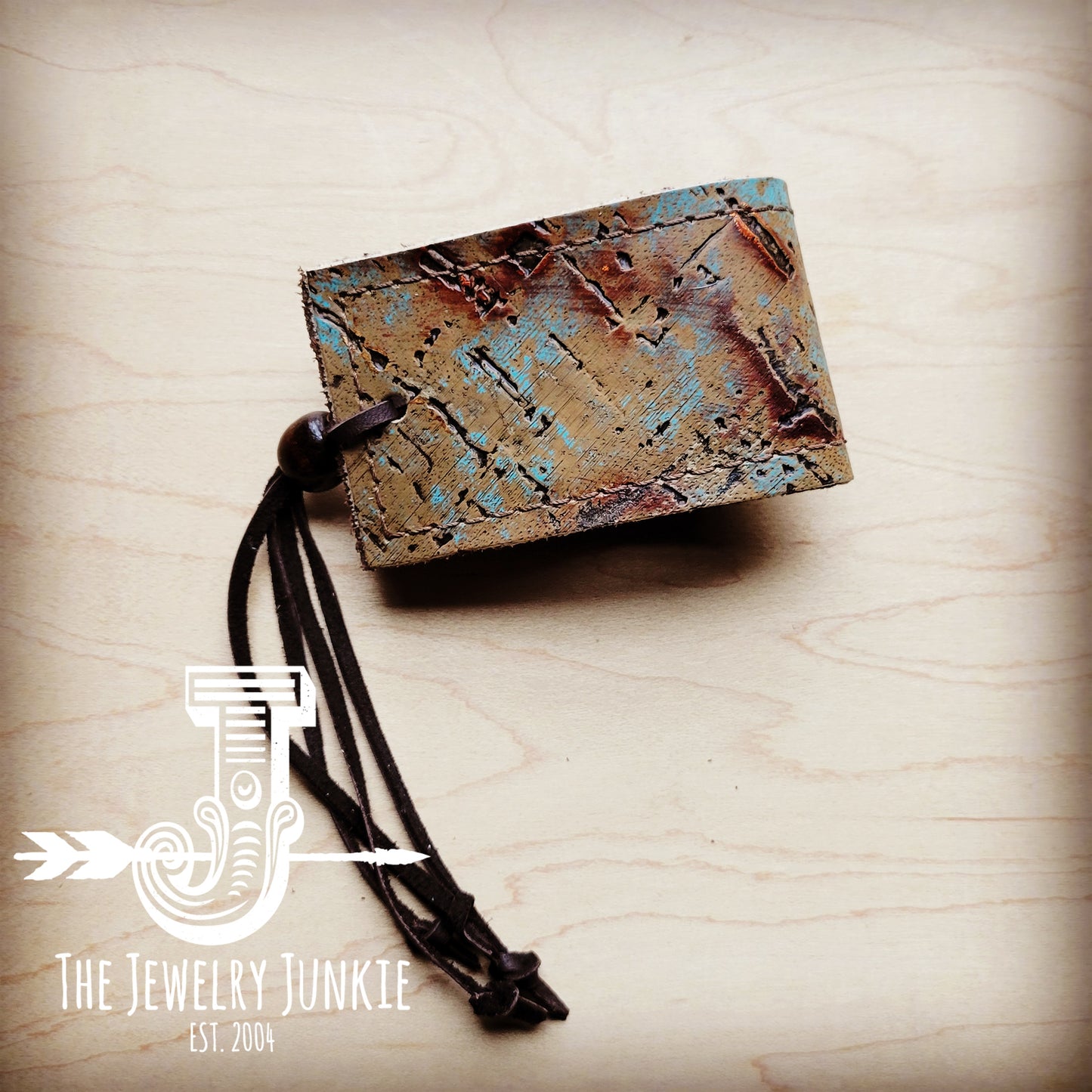 *Wide Leather Cuff w/ Adjustable Tie-Tarnished Copper-013z