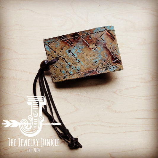 *Wide Leather Cuff w/ Adjustable Tie-Tarnished Copper-013z