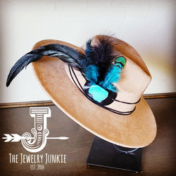 Boho Western Hat w/ Choice of Feather Hat Band-Tan 982f