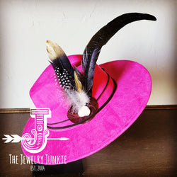 Boho Western Hat w/ Choice of Feather Hat Band-Magenta 982e