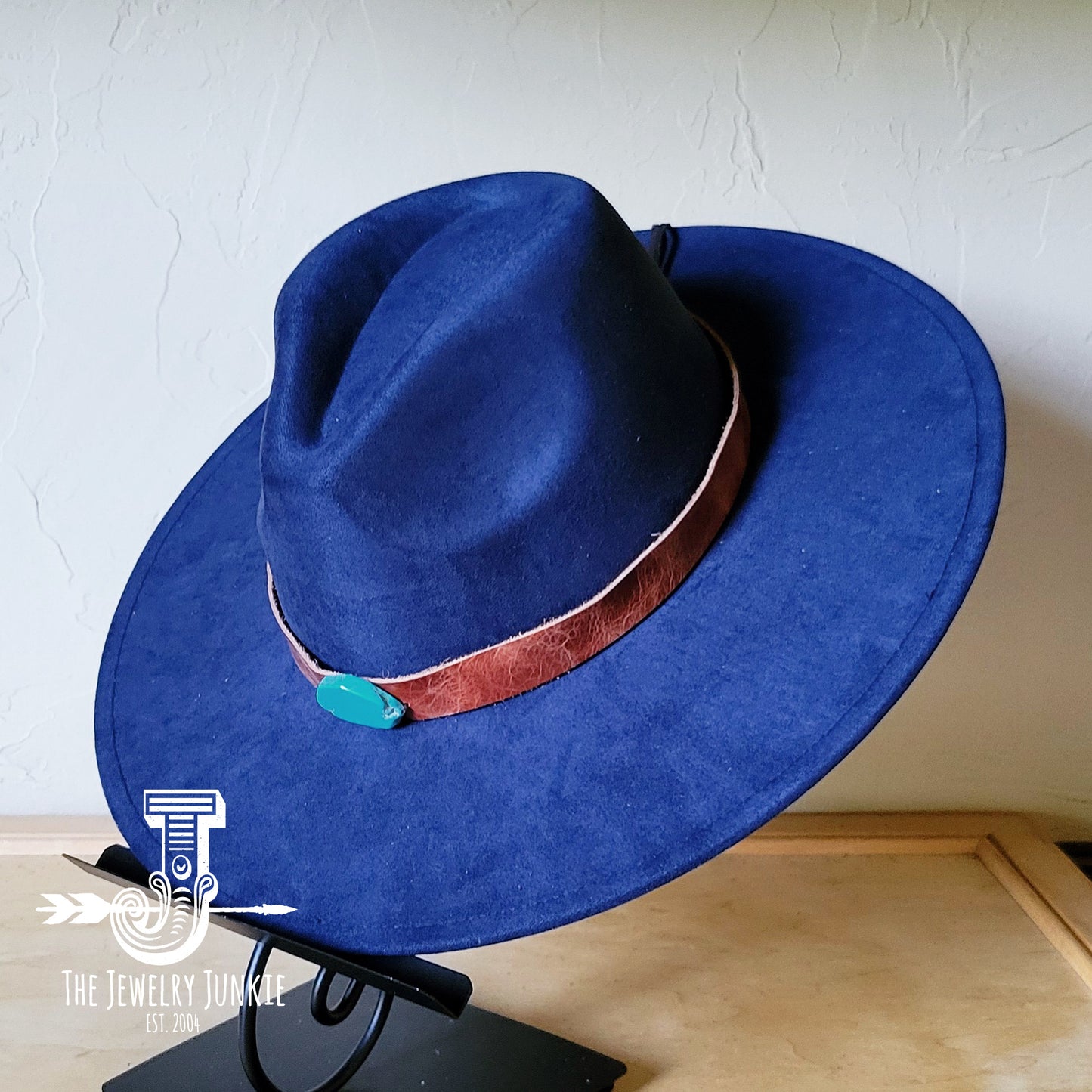 Boho Western hat with genuine leather hat band and Turquoise stone