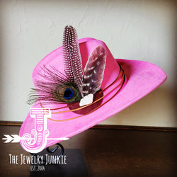 Cowgirl Western Hat w/ Choice of Turquoise Hat Accent-Pink 983c
