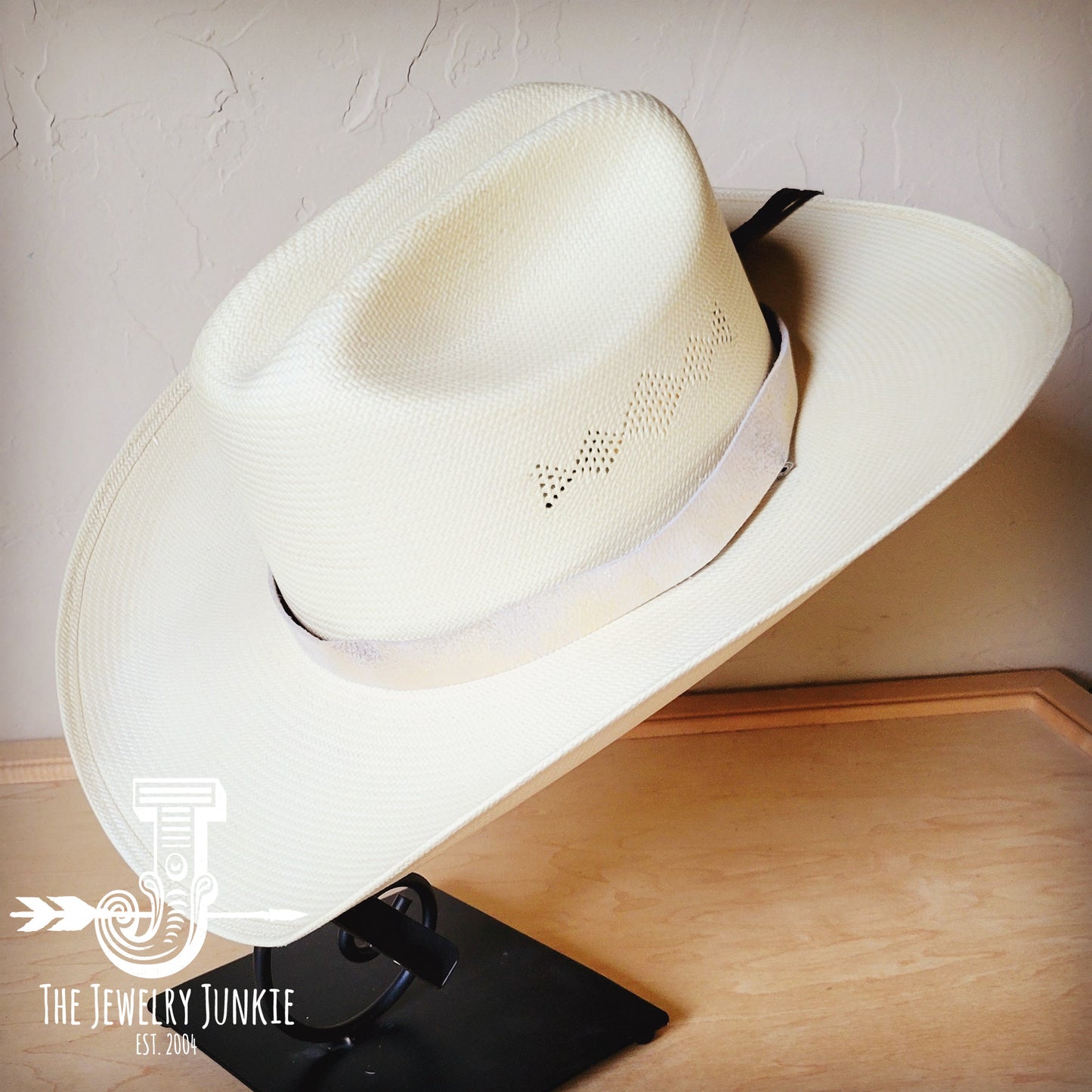 Heavy Metal White Leather Hat Band Only 983z
