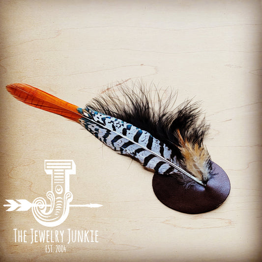 Pheasant & Fluffy Black Feather Hat Band (Band Only) 983o