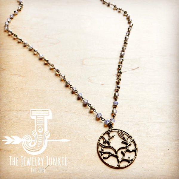 **Periwinkle Faceted Beaded Necklace w/ Tree of Life 257L