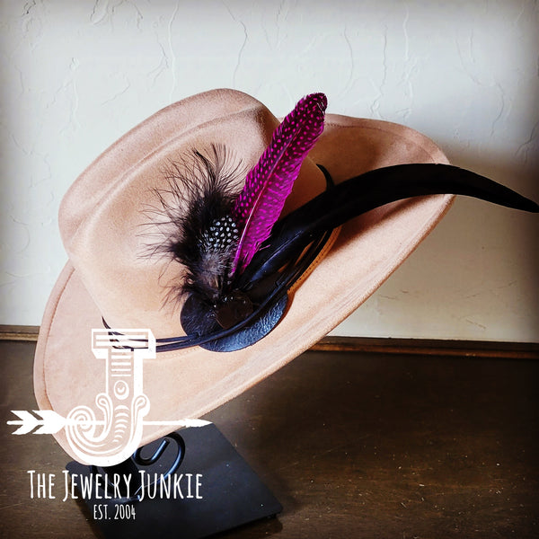 Cowgirl Western Hat w/ Choice of Feather Hat Band-Tan 982k
