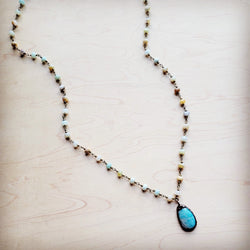 Amazonite Beaded Necklace with Antique Pendant 260n