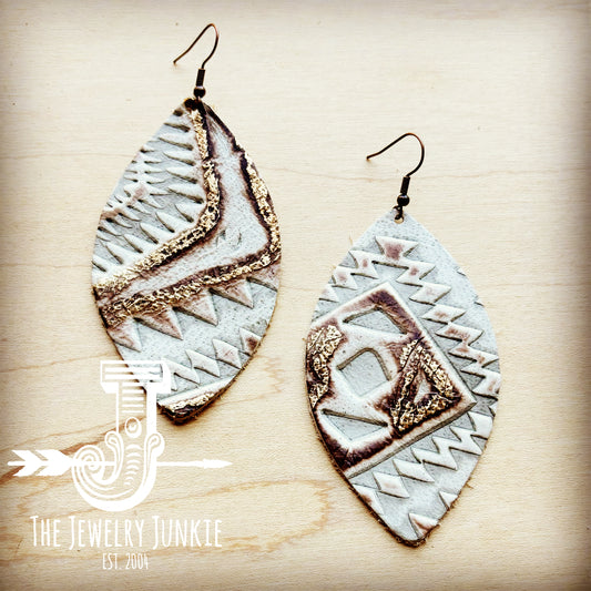 Leather Oval Earring-Gold