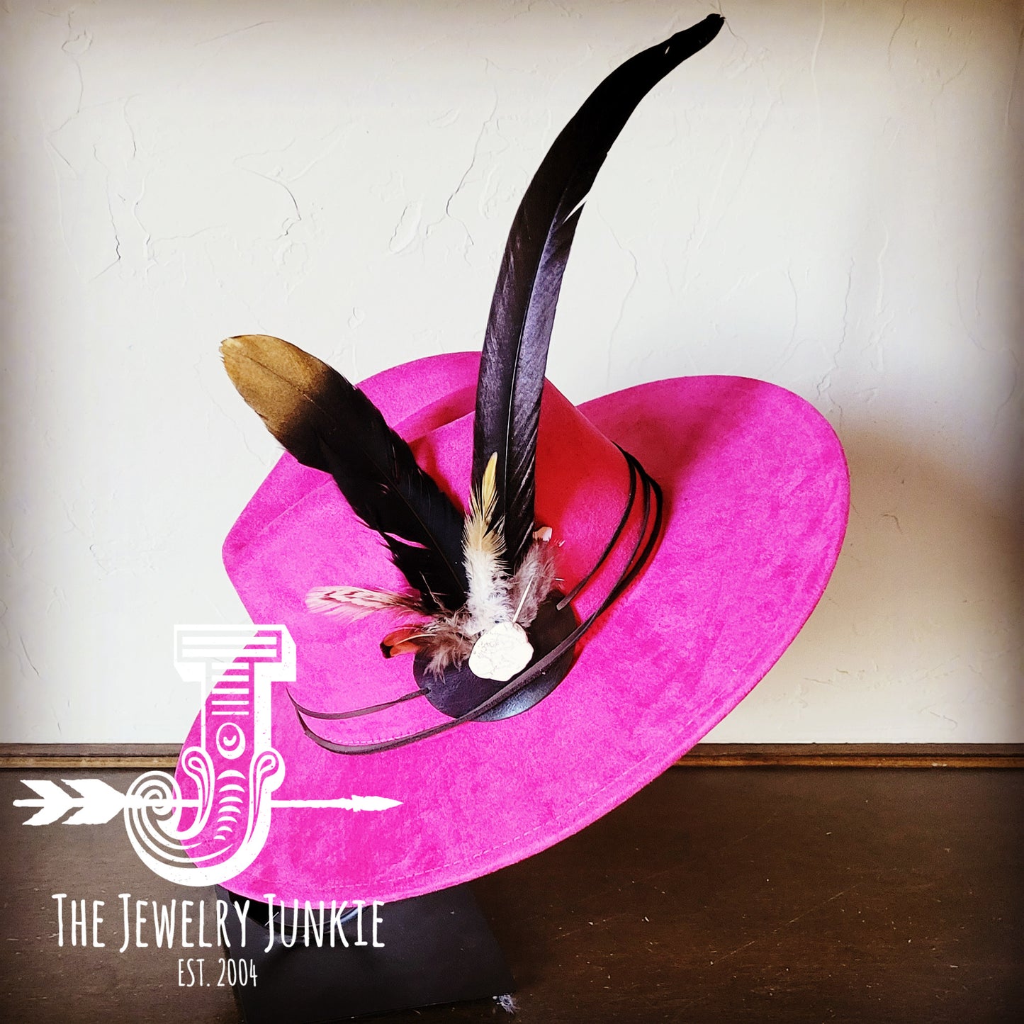 Boho Western Hat w/ Choice of Feather Hat Band-Magenta 982e