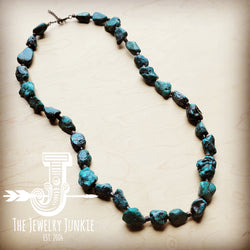 Genuine Long Natural Turquoise and Wood Layering Necklace 250w