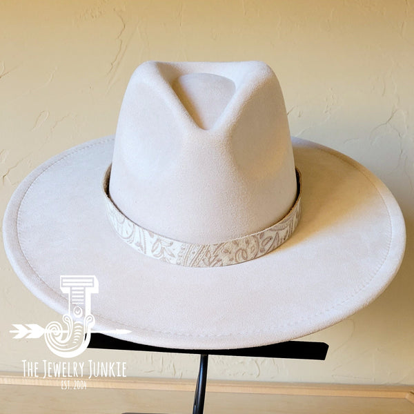 Boho Western hat with genuine leather hat band feathers and turquoise
