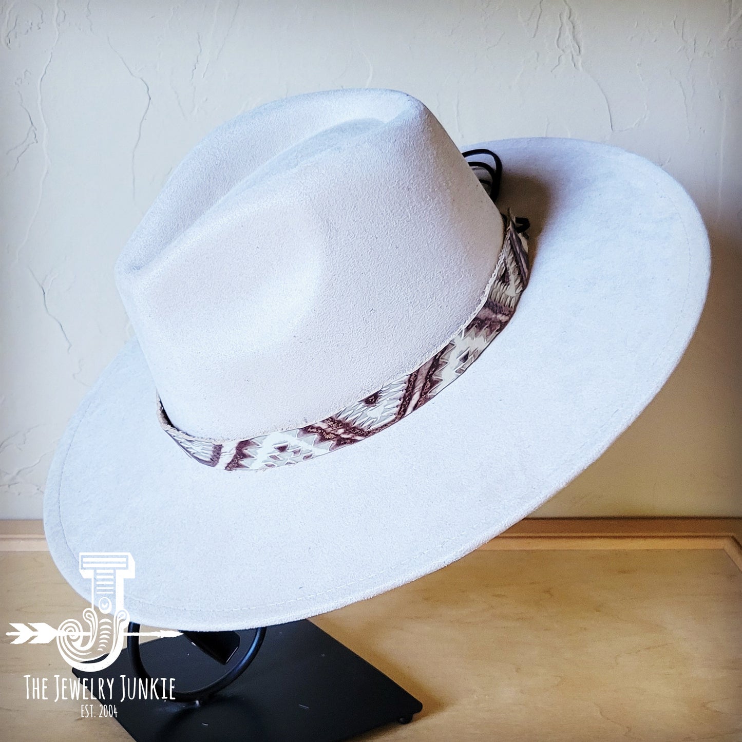Boho Western hat with genuine leather hat band feathers and turquoise