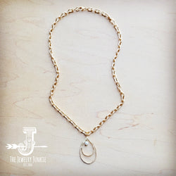 Matte Gold Necklace w/ Matte Gold Pearl Pendant 259o