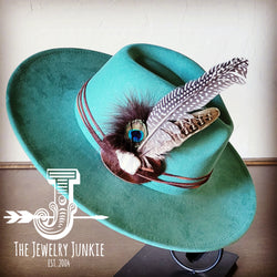 Turquoise Cluster Hat Jazz Feathers