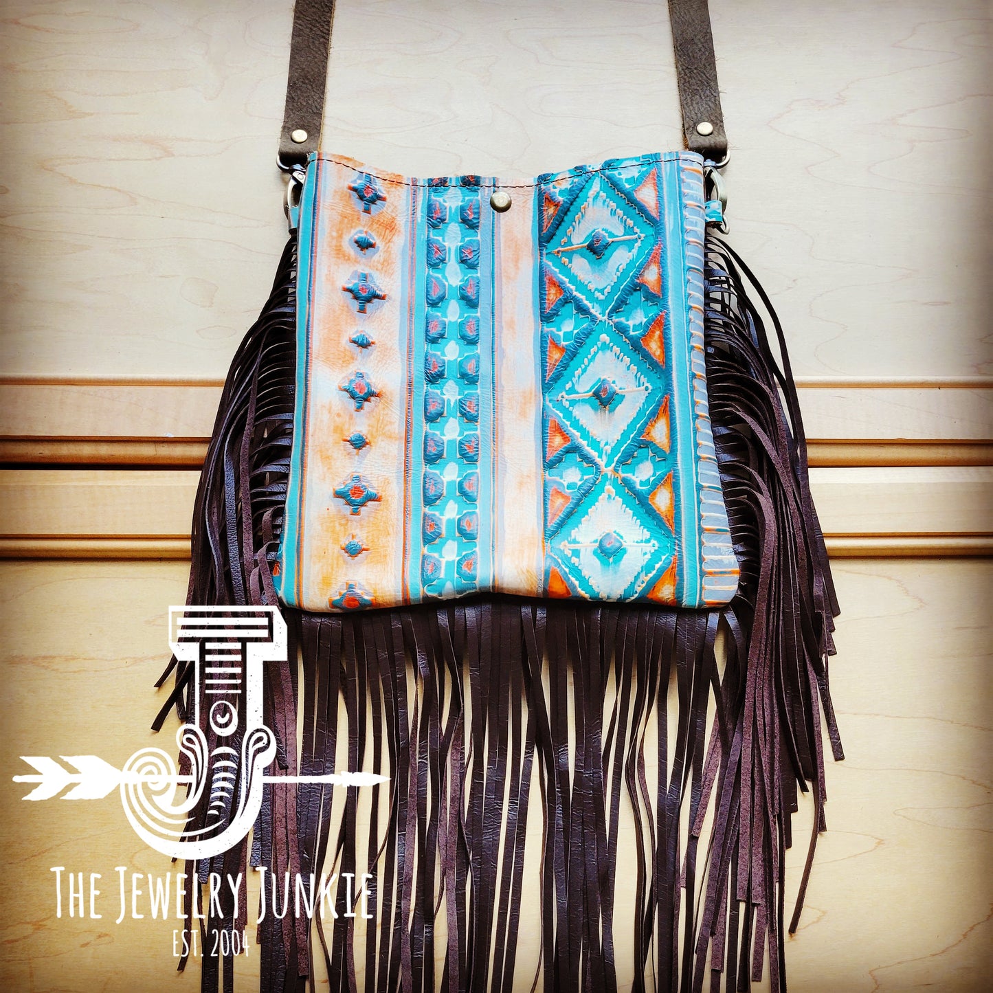 *MEDIUM Crossbody Handbag w/ Terracotta Navajo Leather Full Fringe 512g