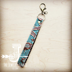 *Embossed Leather Key Chain Strap in Copper Laredo 703b