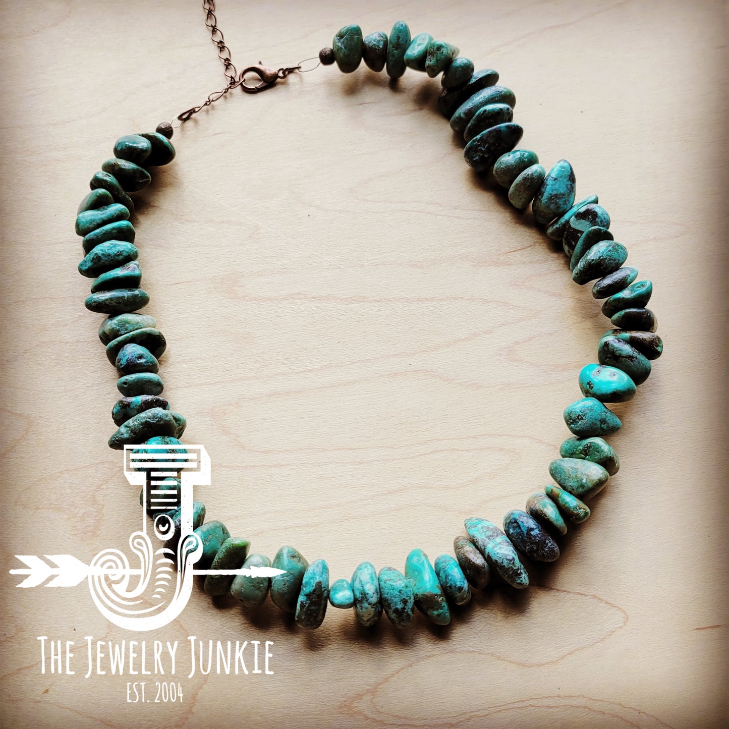 Chunky Natural Turquoise Collar Length Necklace (245b)