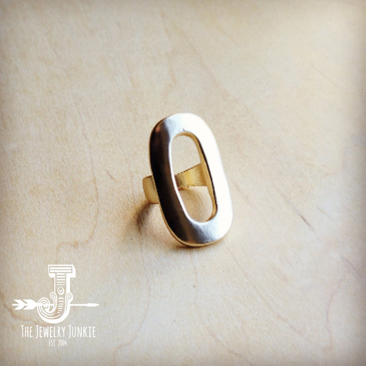 Matte Gold Electroplate Oval Ring 012c