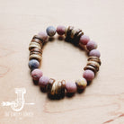 Frosted Marble Jasper and Wood Stretch Bracelet