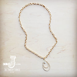 Matte Gold Necklace w/ Matte Gold Pearl Pendant 259o