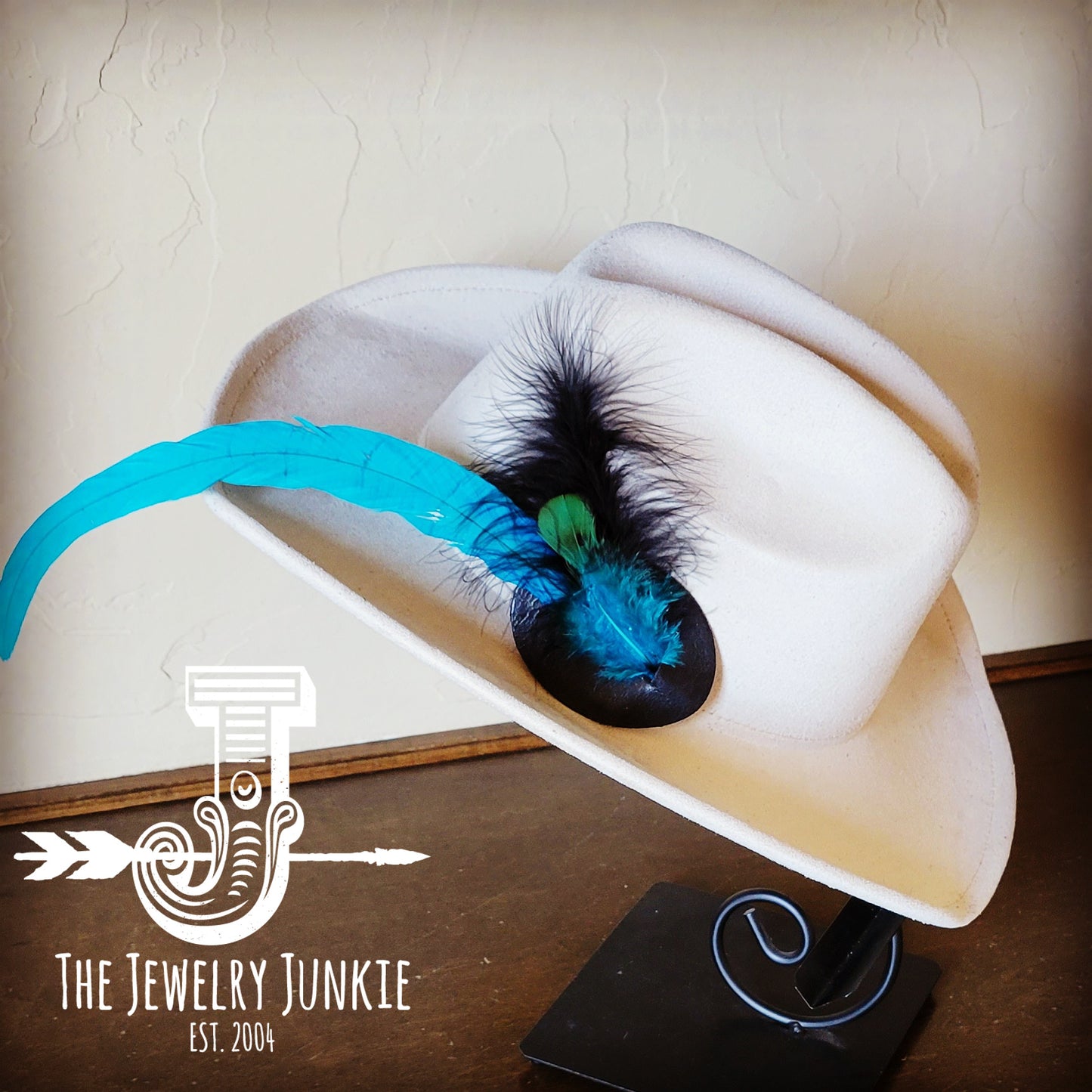 Cowgirl Western Hat w/ Feather Tie Hat Band-Bone 982w