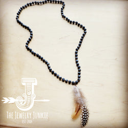 Frosted Labradorite Necklace w/ Spotted Feathers 257g