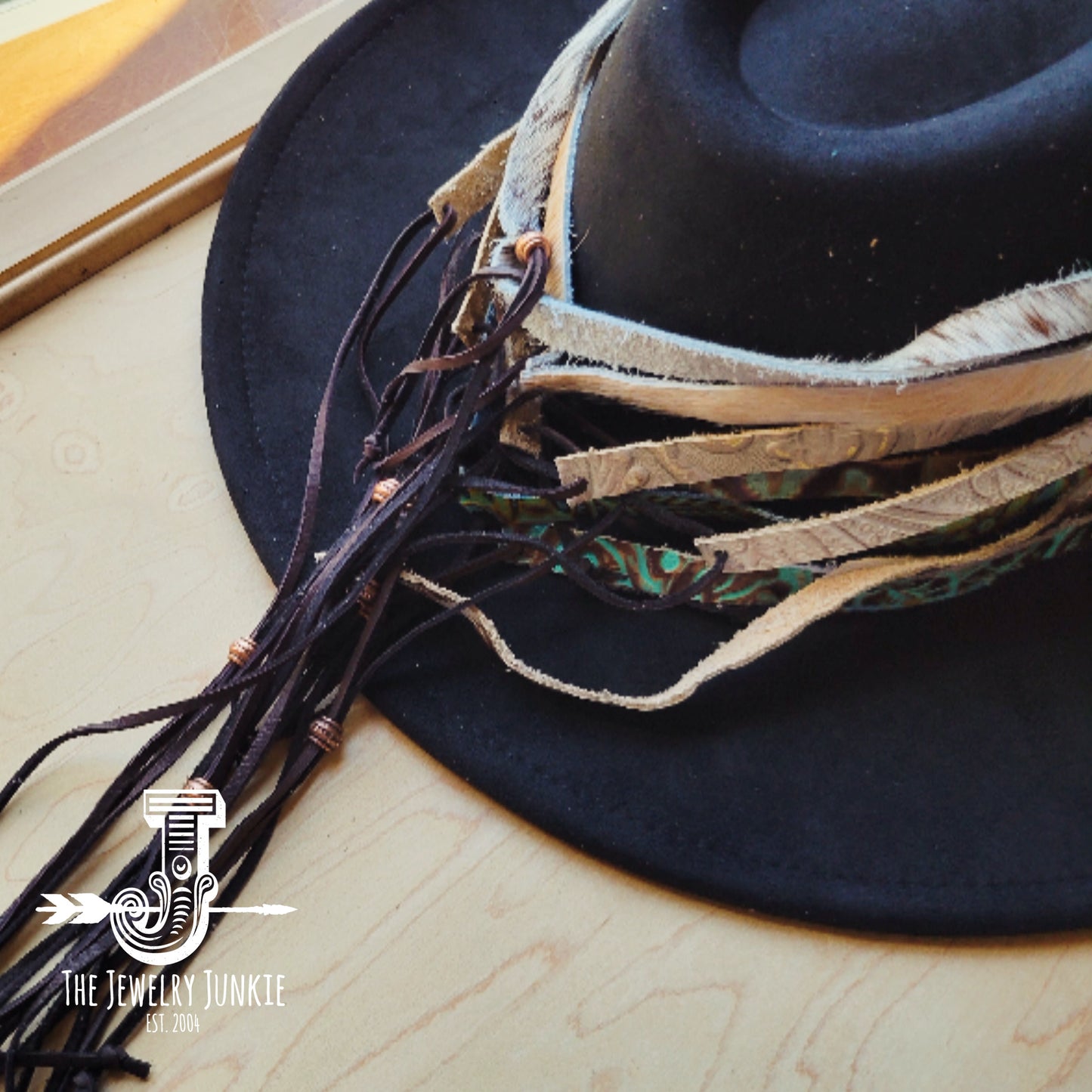 Turquoise Metallic Embossed Leather Hat Band Only 950q