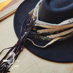 Turquoise Metallic Embossed Leather Hat Band Only 950q